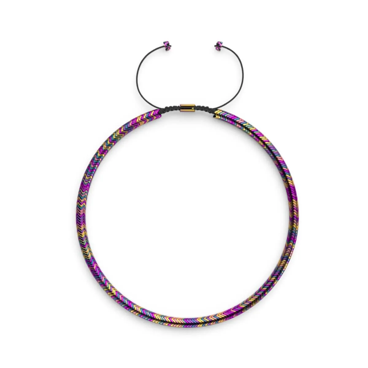 Serpentine | Rainbow Hematite x Unicorn Silver | Double Wave Necklace