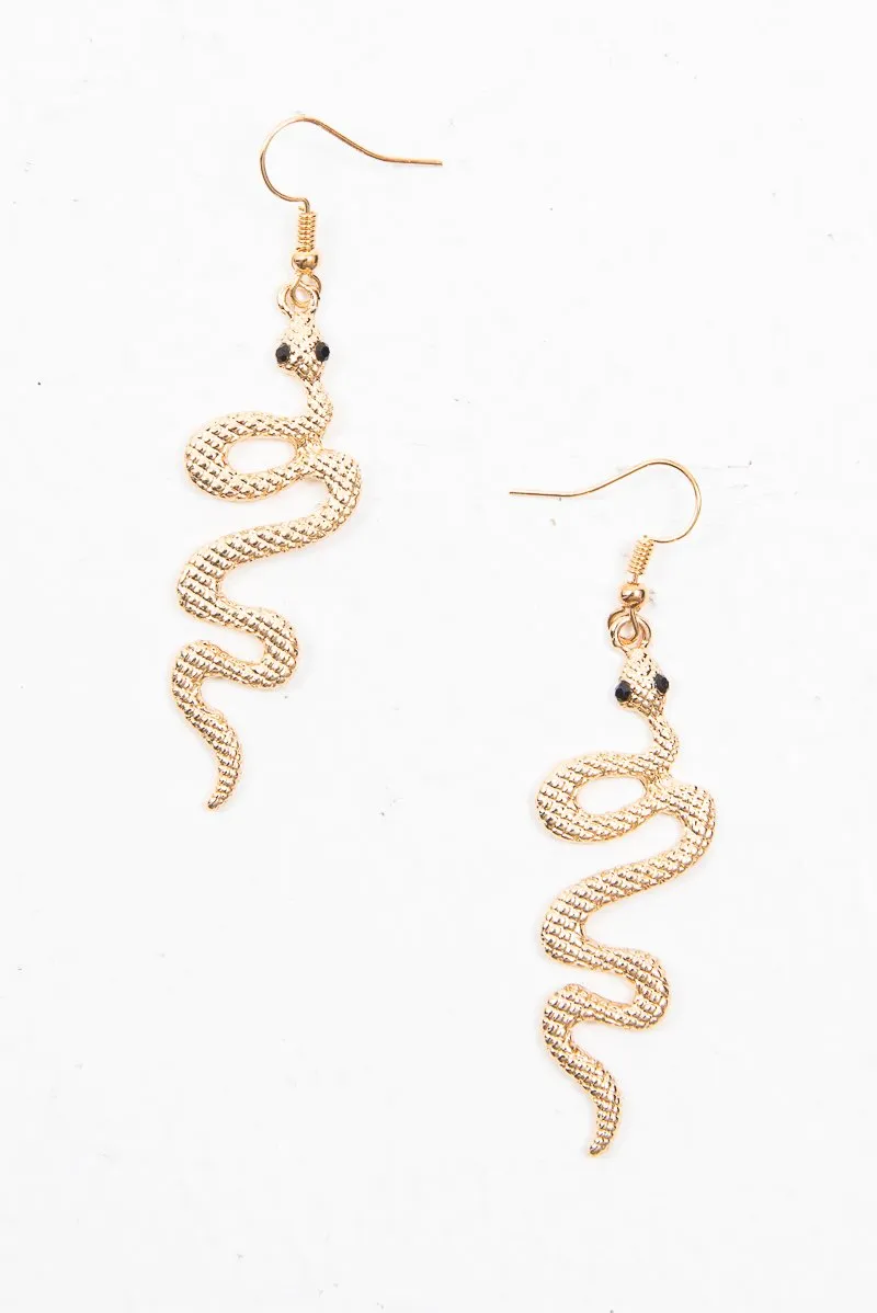 Snake Gold Metal Earrings - Inis