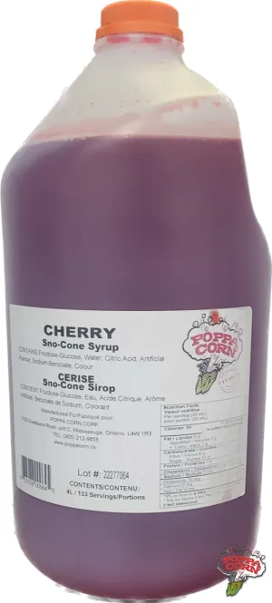 SNK002 - Cherry - Poppa Corn's  Snow-Cone Syrup - 4L Jug