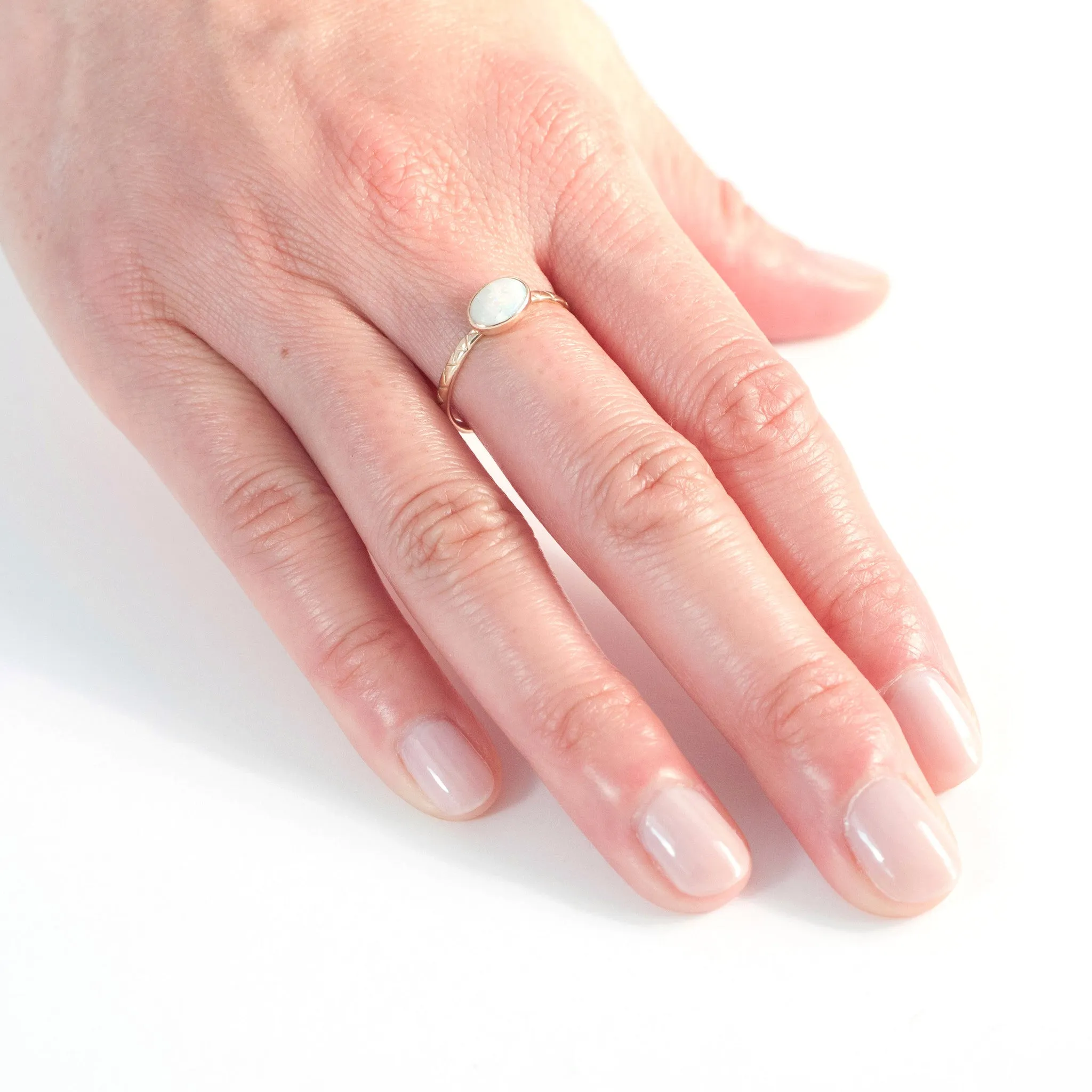Snow White Opal Ring