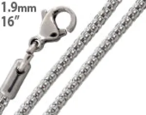 Stainless Steel 16" Snake Skin Mesh Chain Necklace 1.9 MM