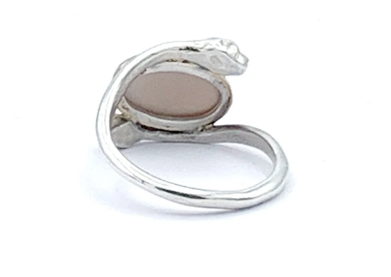 Sterling Silver and 14K Gold Pink Moonstone Snake Ring