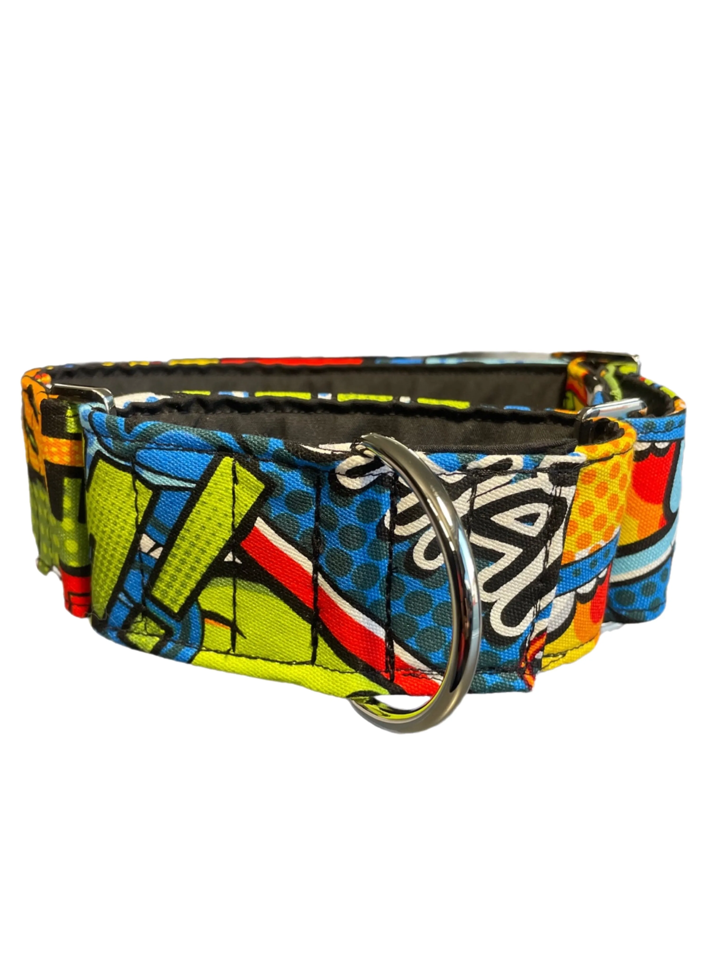 Super colourful and bright Kapow Martingale collar greyhound collar sturdy cotton fabric
