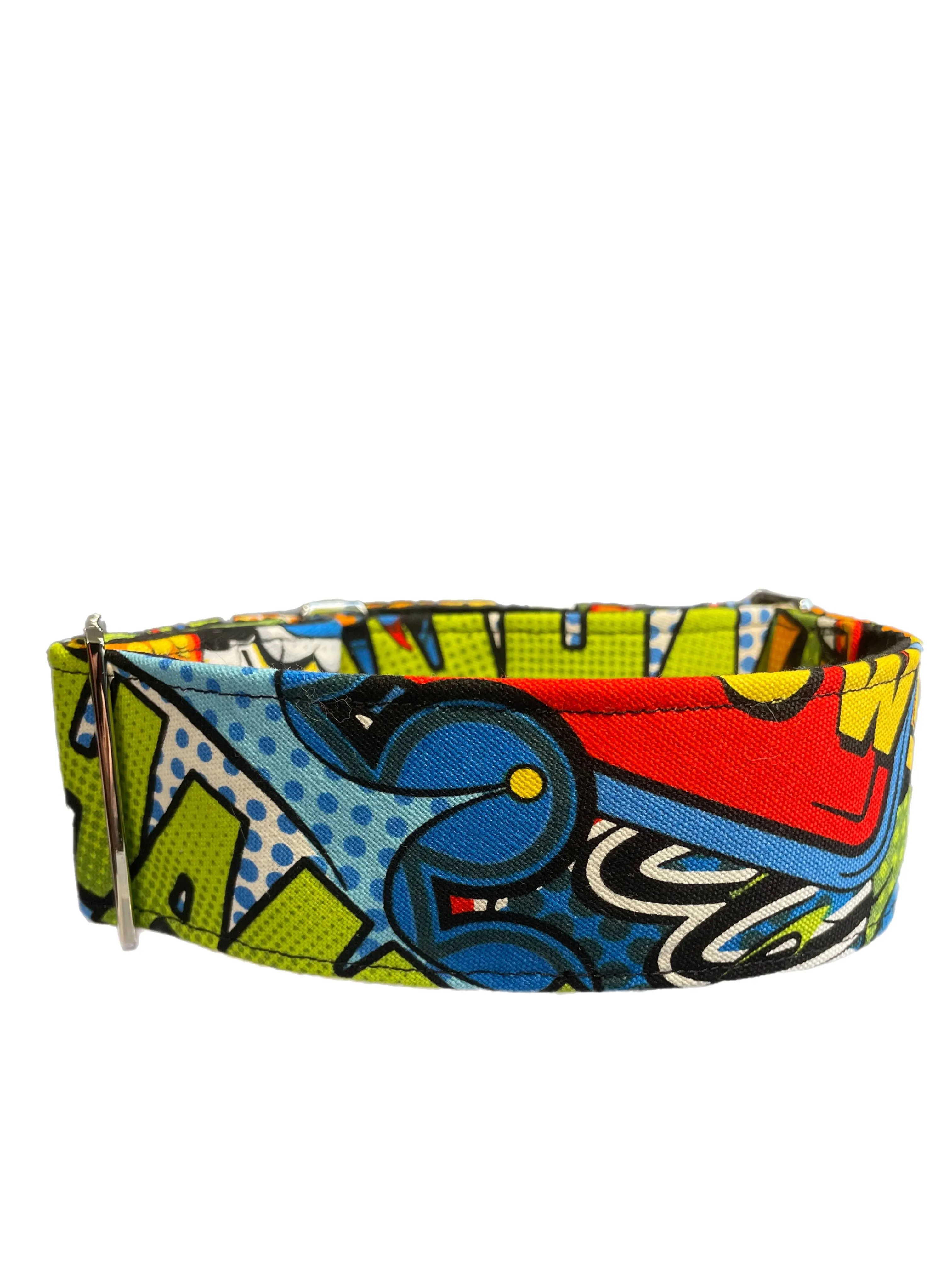 Super colourful and bright Kapow Martingale collar greyhound collar sturdy cotton fabric