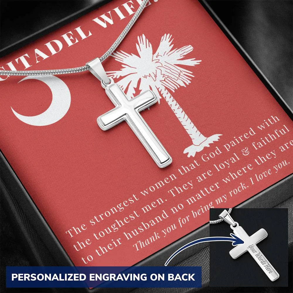 The Citadel Wife Custom Engravable Cross Necklace