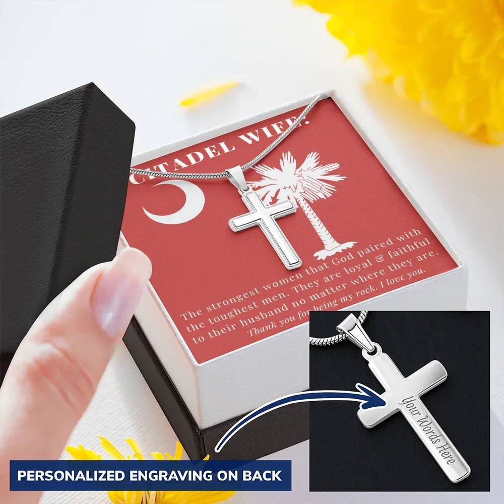 The Citadel Wife Custom Engravable Cross Necklace