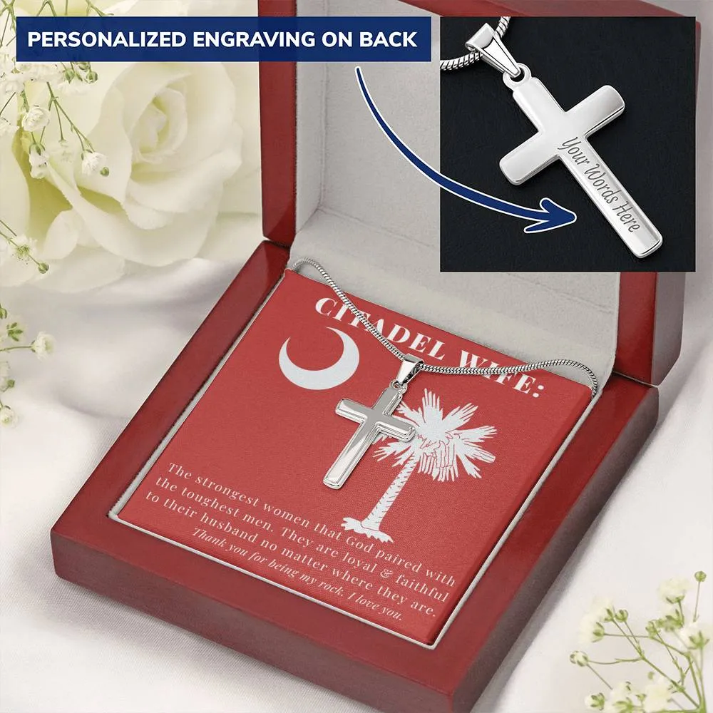 The Citadel Wife Custom Engravable Cross Necklace