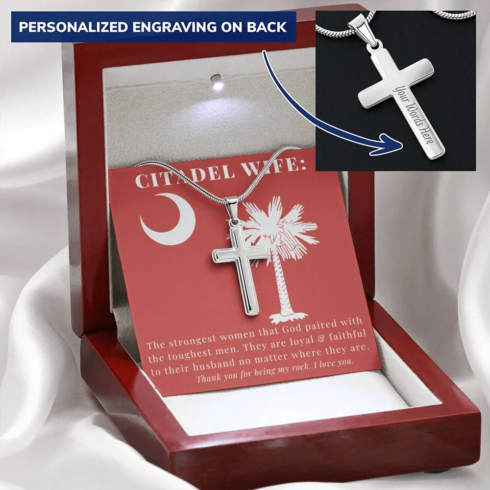 The Citadel Wife Custom Engravable Cross Necklace