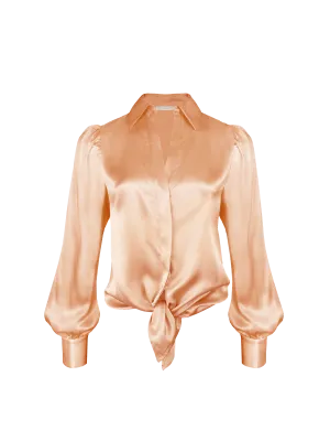 Tie Front Shirt - Peach Sherbet