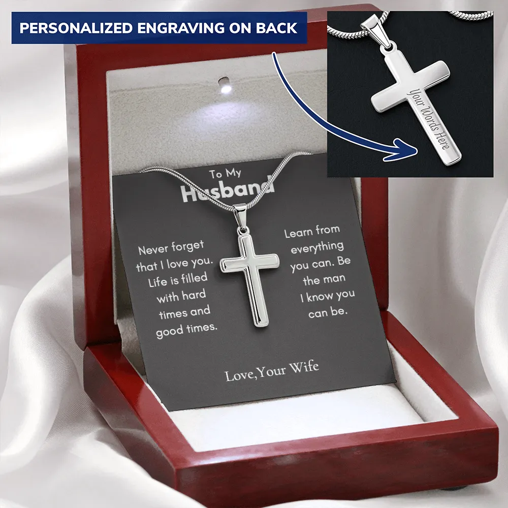 To My Husband - Personalized Cross Necklace