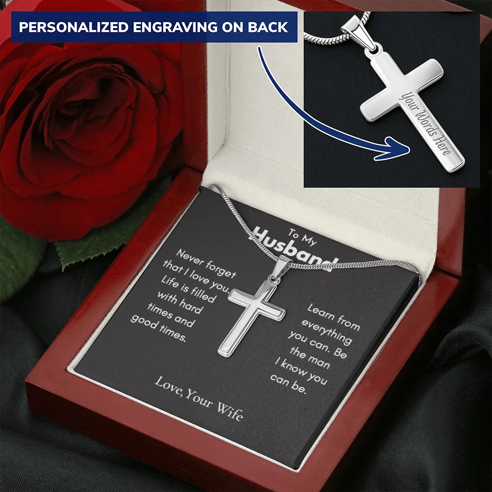 To My Husband - Personalized Cross Necklace
