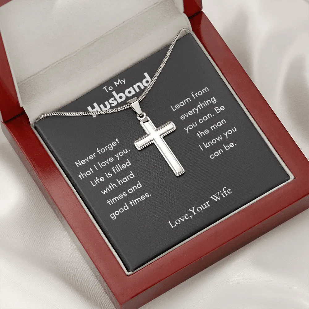 To My Husband - Personalized Cross Necklace