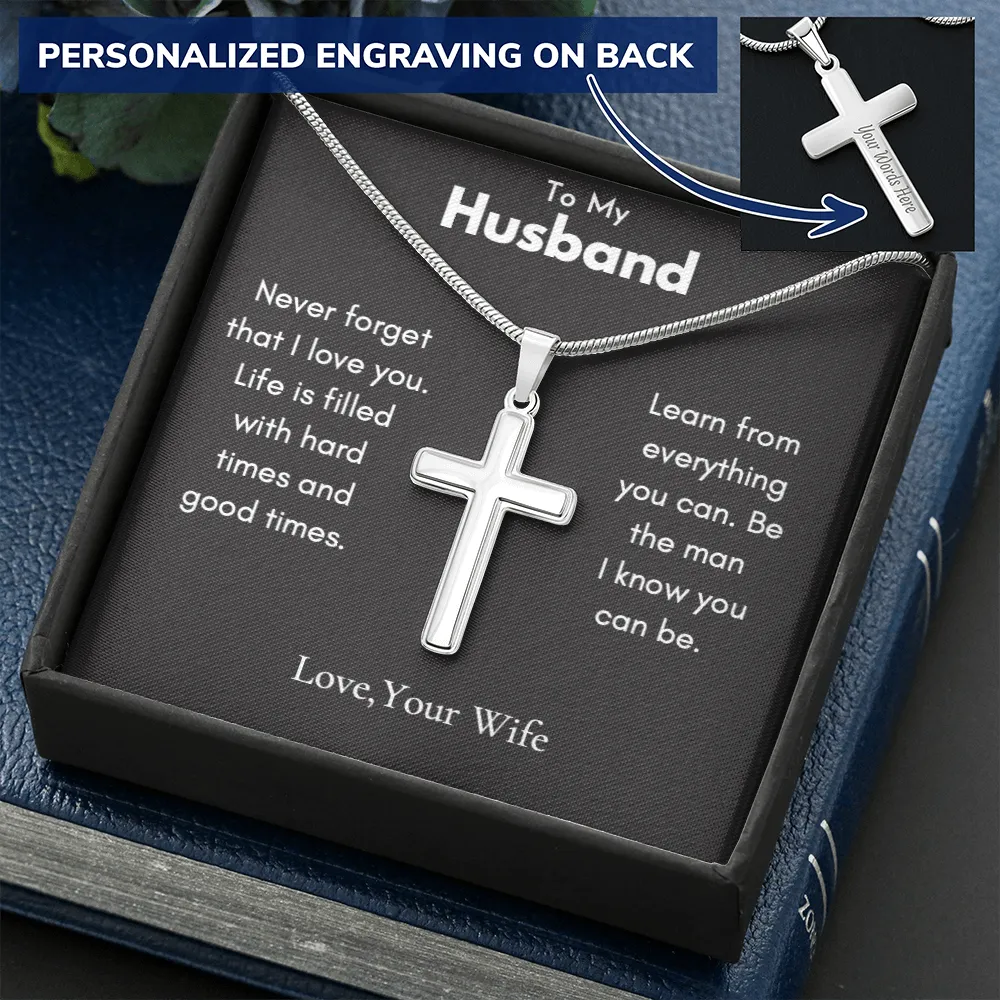 To My Husband - Personalized Cross Necklace