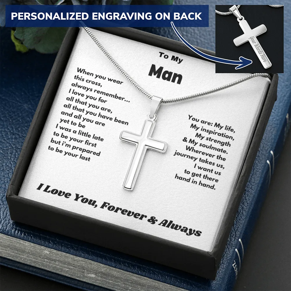 To My Man - Personalized Cross Necklace.