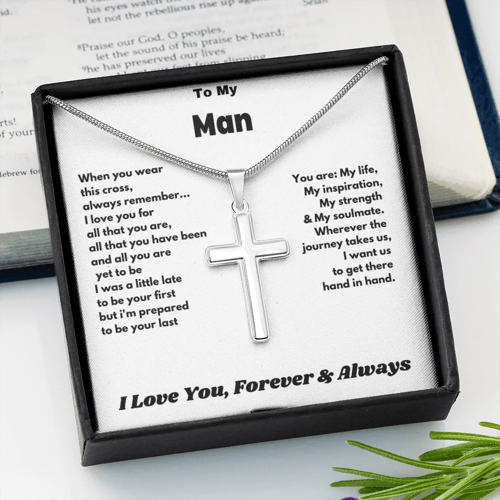 To My Man - Personalized Cross Necklace.