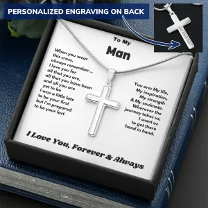 To My Man - Personalized Cross Necklace.