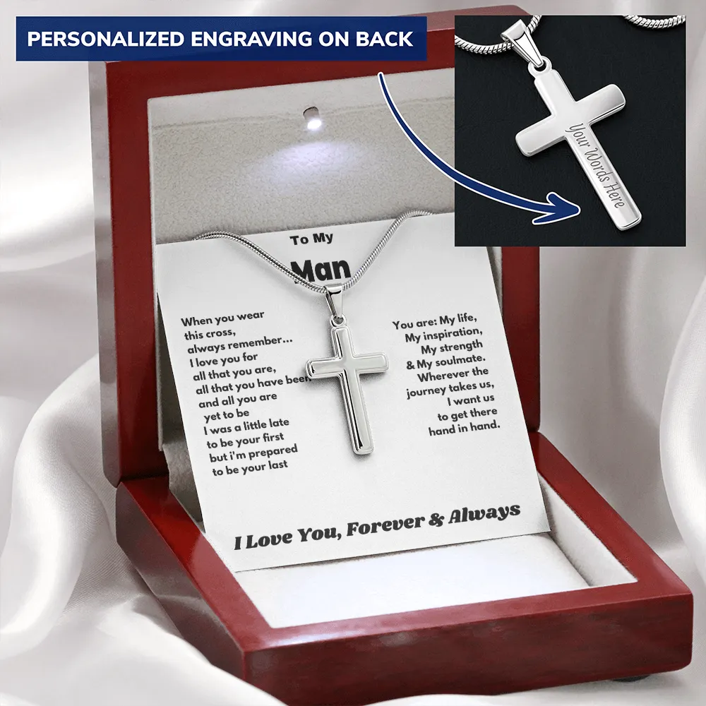 To My Man - Personalized Cross Necklace.