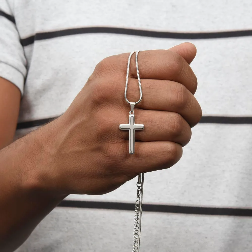 To my son from mom necklace, Mother Son necklace, Son Jewelry, Gifts For Son From Mom, Small Cross Necklace For Men Boys, 14K White Gold Stainless Steel Cross Pendant, Christmas Gift for Son