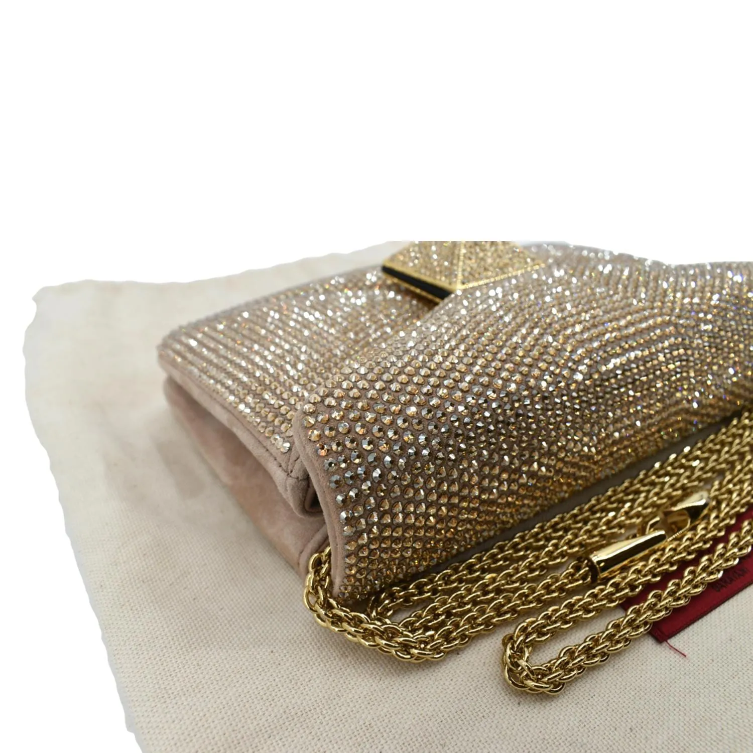 VALENTINO GARAVANI One Stud Crystal-Embellished Suede Shoulder Bag Pink