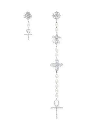 Venus and flower symbol asymmetric earrings