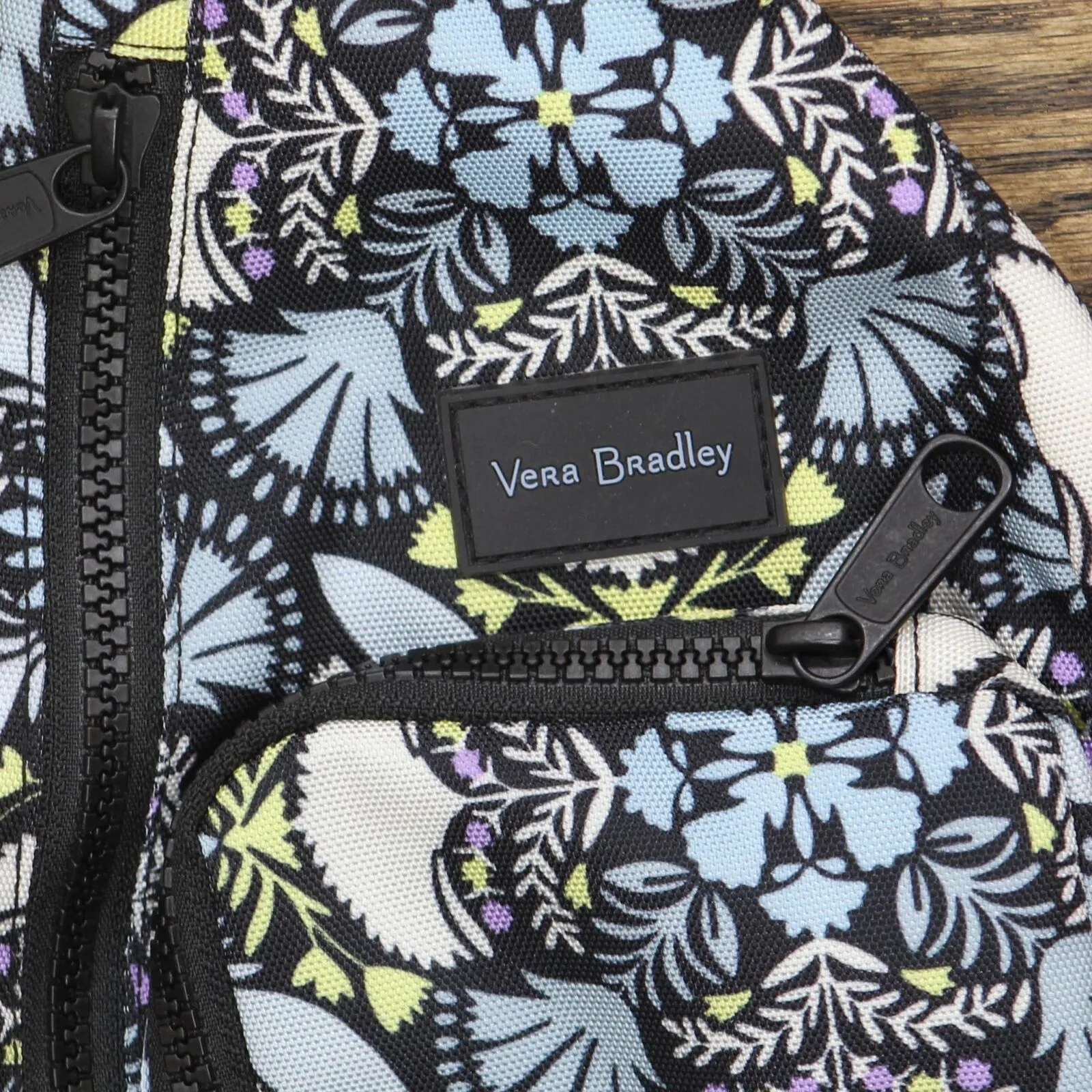 Vera Bradley Womens Sling Backpack with Zip Closure Blue Floral One Size