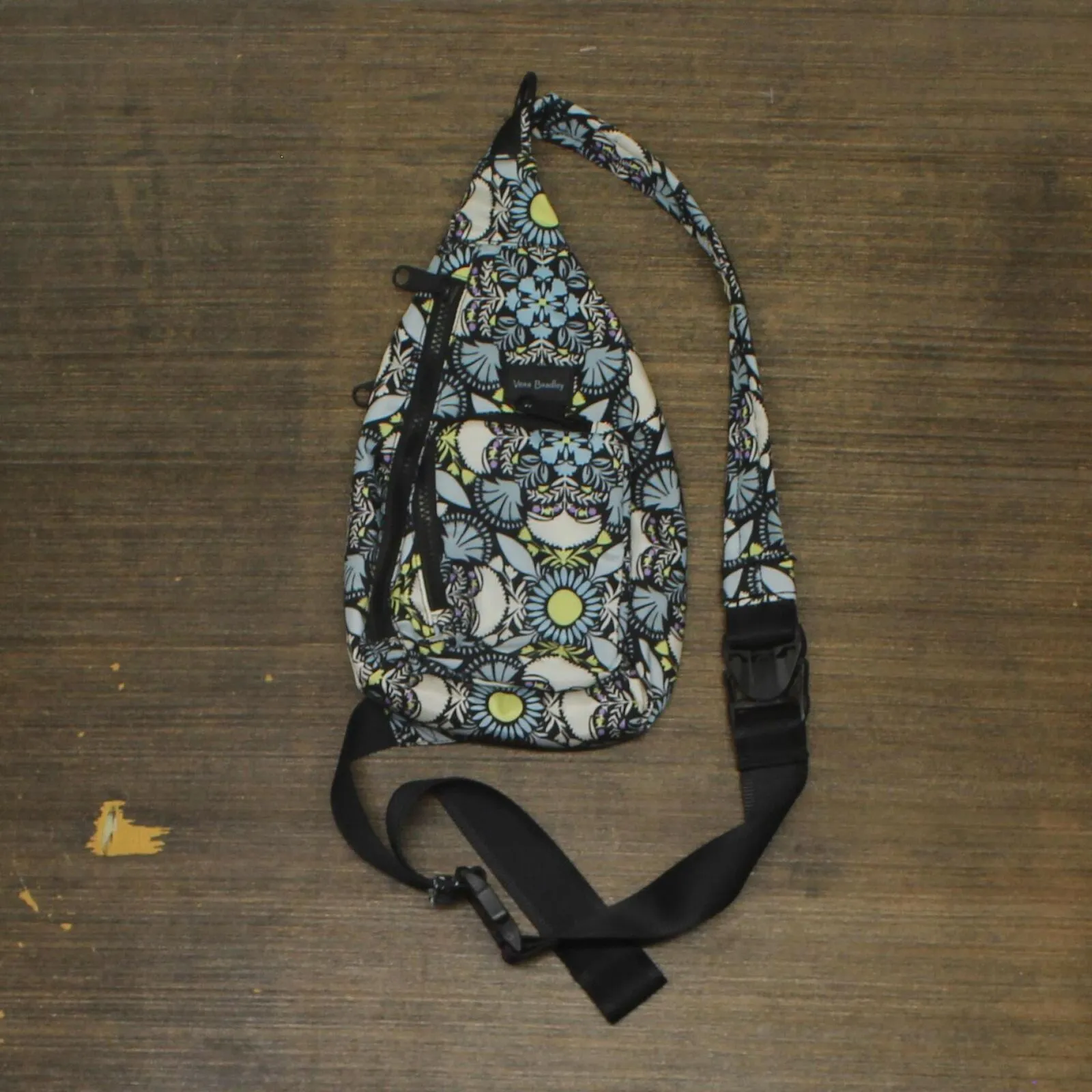 Vera Bradley Womens Sling Backpack with Zip Closure Blue Floral One Size