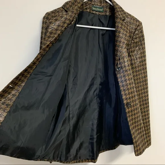 Vintage Harve Bernard Brown Houndstooth Snake Skin Textured Blazer