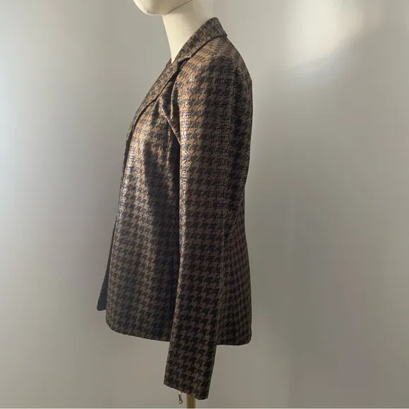 Vintage Harve Bernard Brown Houndstooth Snake Skin Textured Blazer