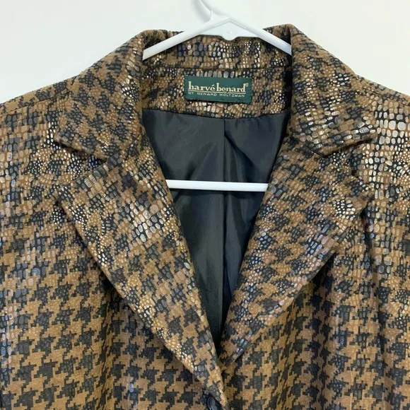 Vintage Harve Bernard Brown Houndstooth Snake Skin Textured Blazer