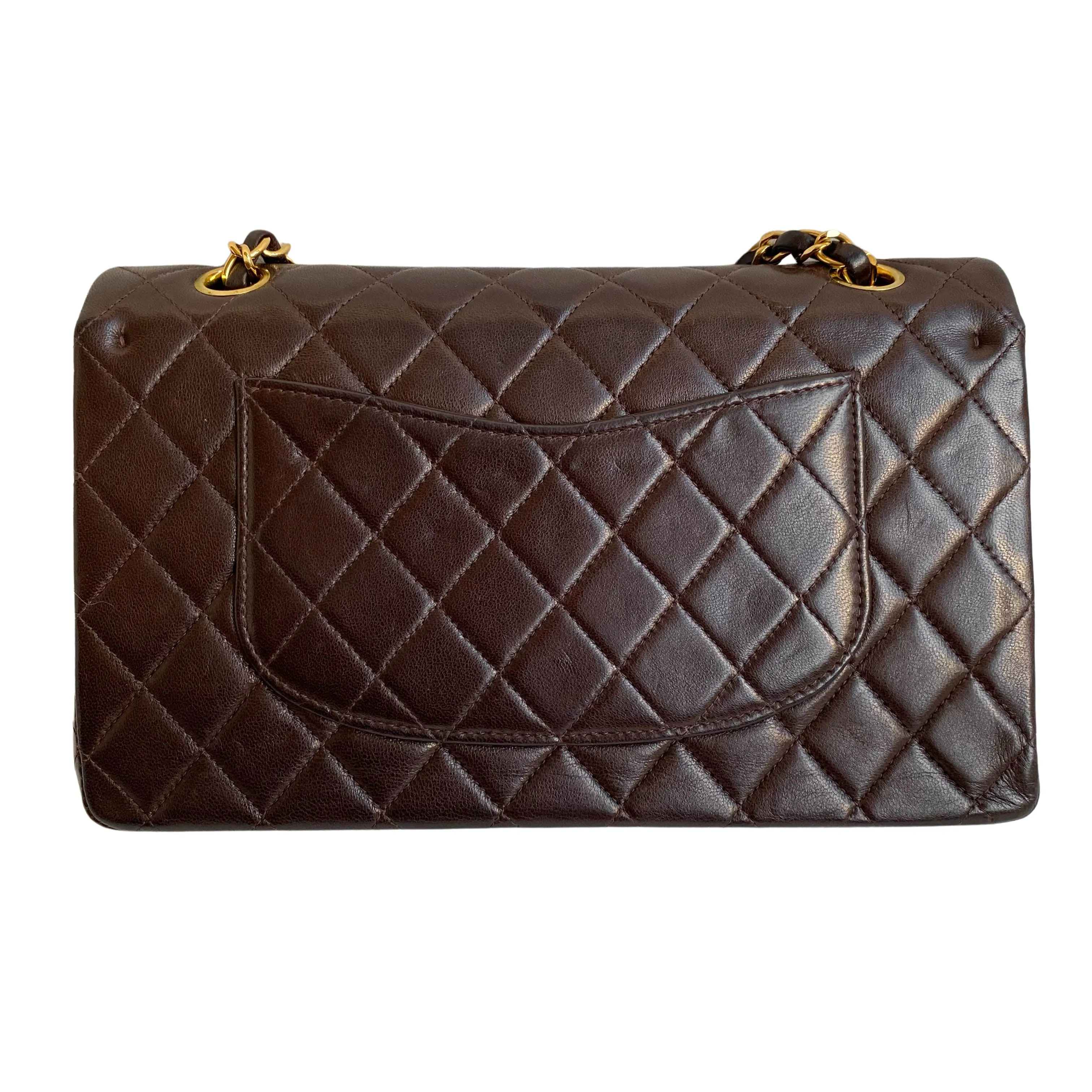 Vintage Medium Classic Double Flap Bag in Brown Lambskin