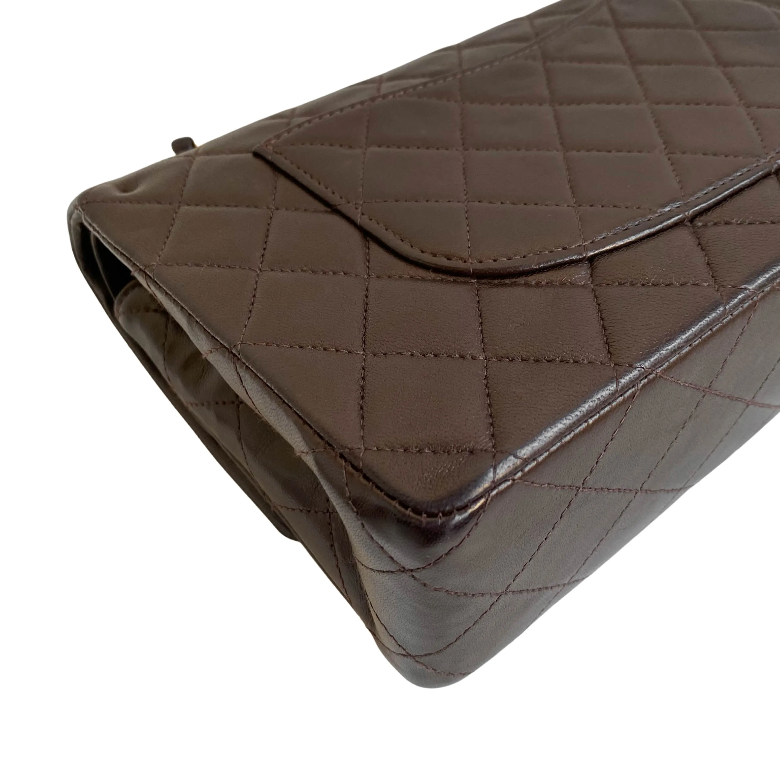 Vintage Medium Classic Double Flap Bag in Brown Lambskin
