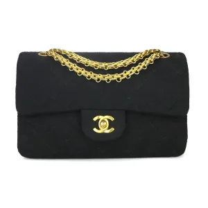 Vintage Small Classic Double Flap Bag in Black Jersey