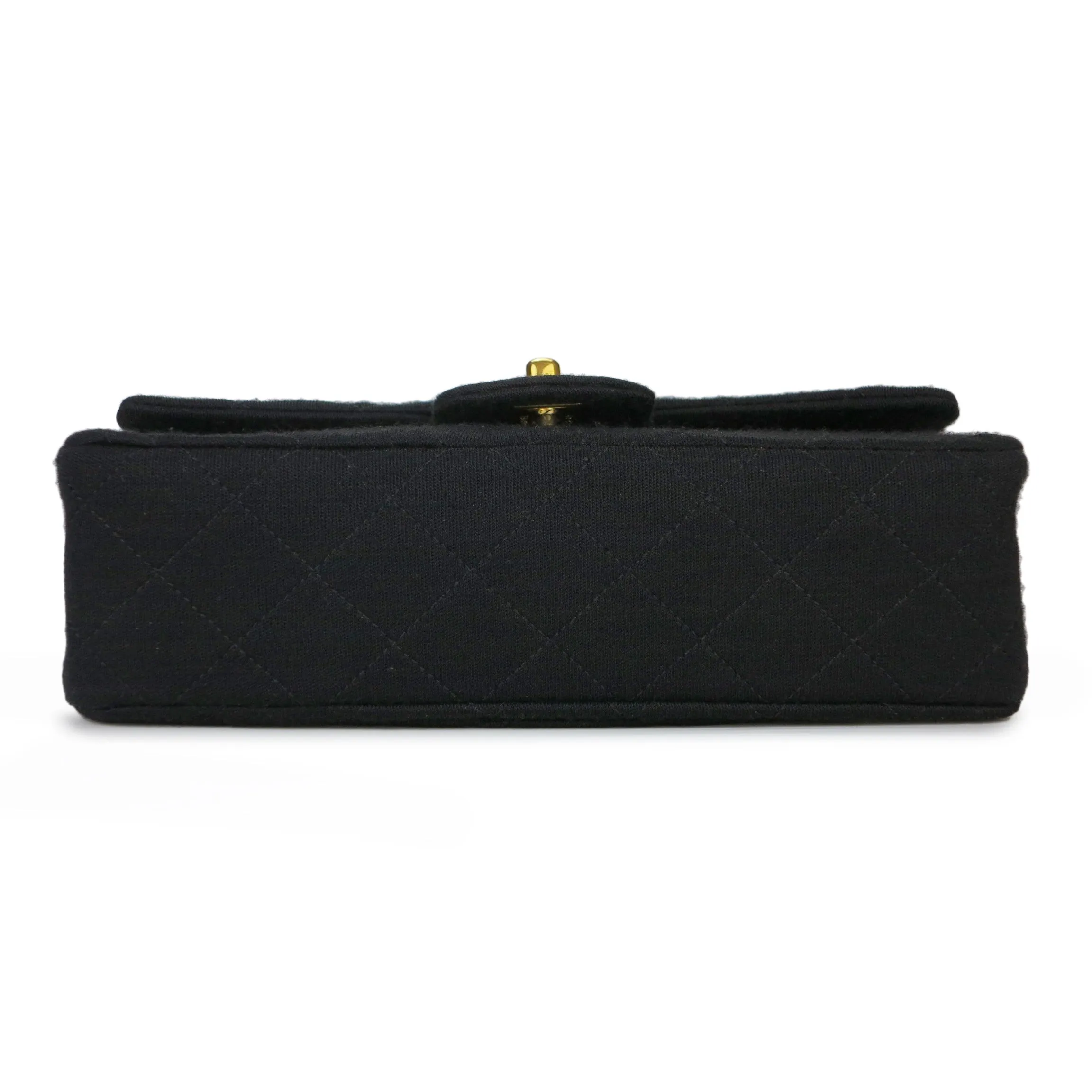 Vintage Small Classic Double Flap Bag in Black Jersey