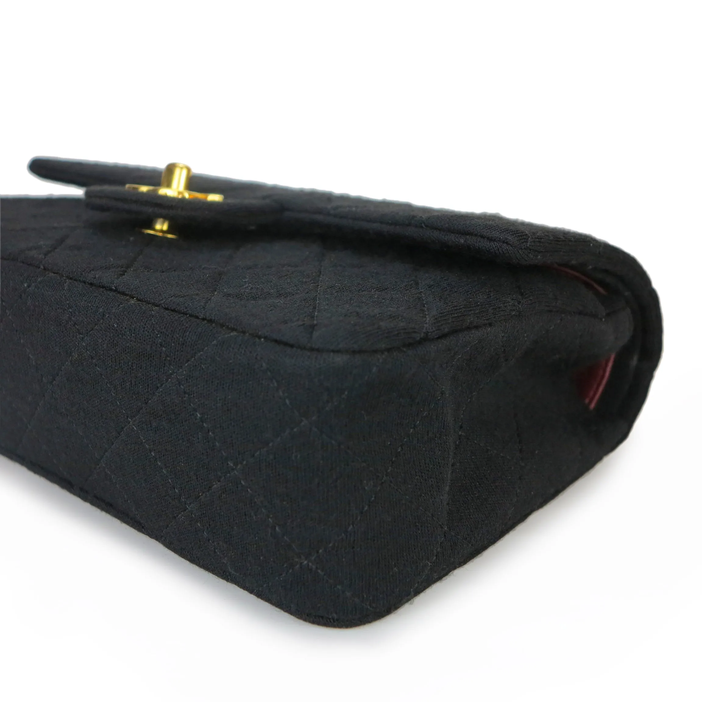 Vintage Small Classic Double Flap Bag in Black Jersey