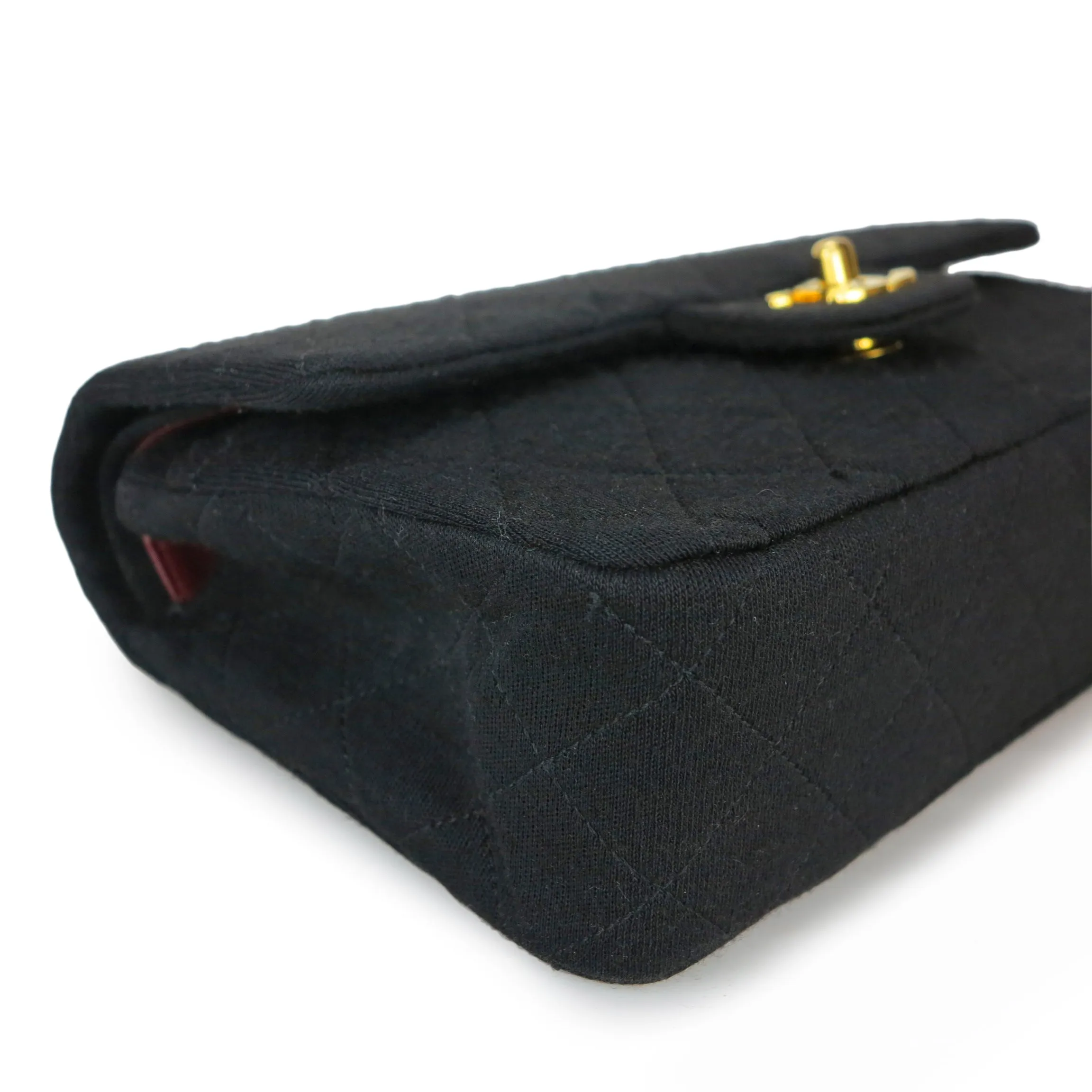 Vintage Small Classic Double Flap Bag in Black Jersey