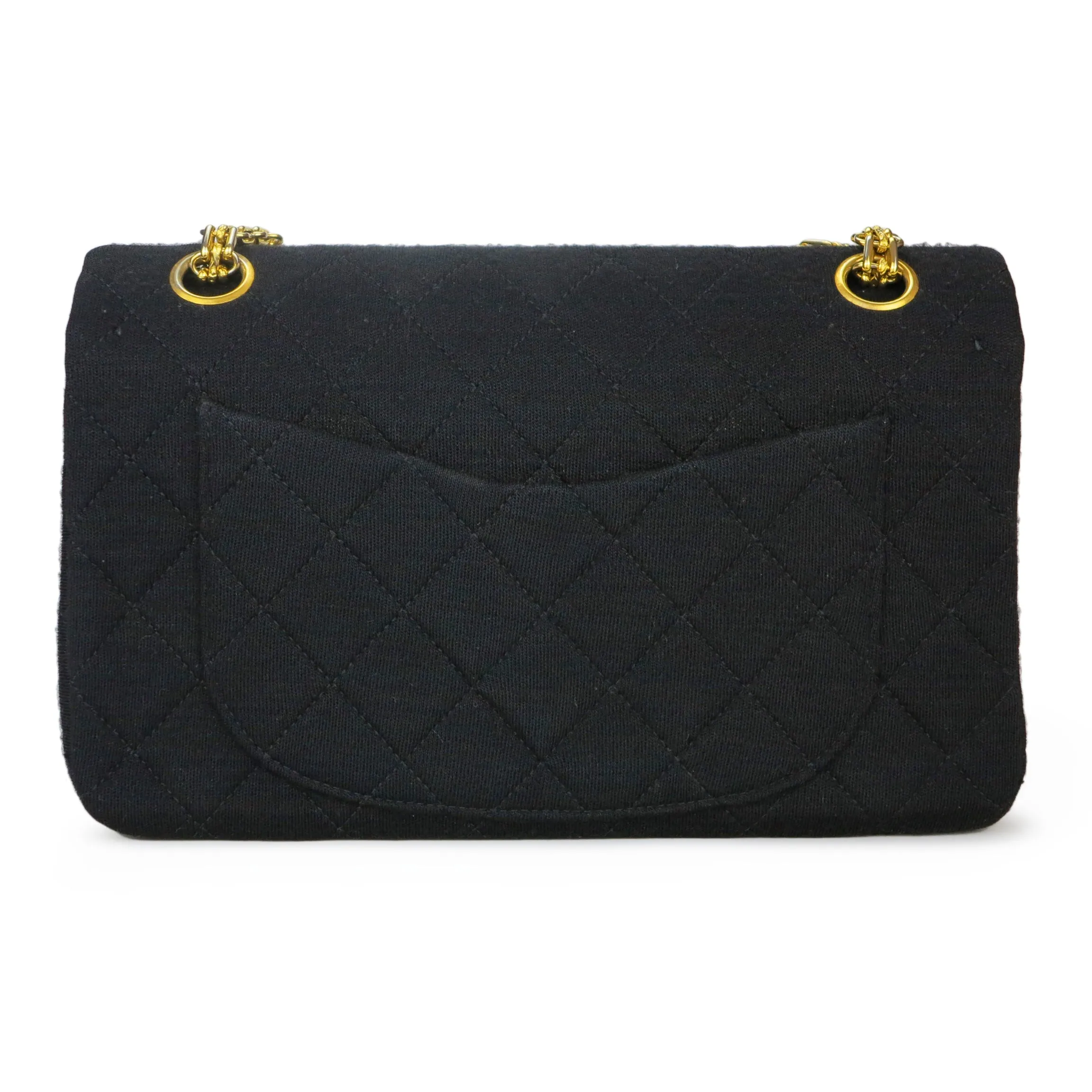 Vintage Small Classic Double Flap Bag in Black Jersey