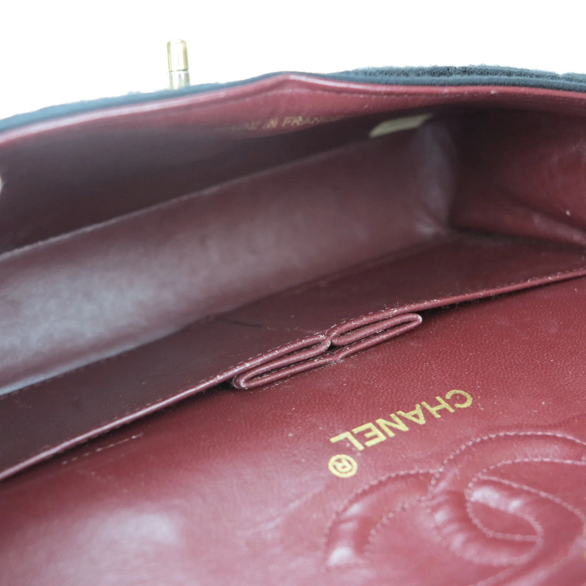 Vintage Small Classic Double Flap Bag in Black Jersey