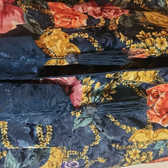 Vintage Victoria's Secret GOLD Label floral satin belted feminine robe