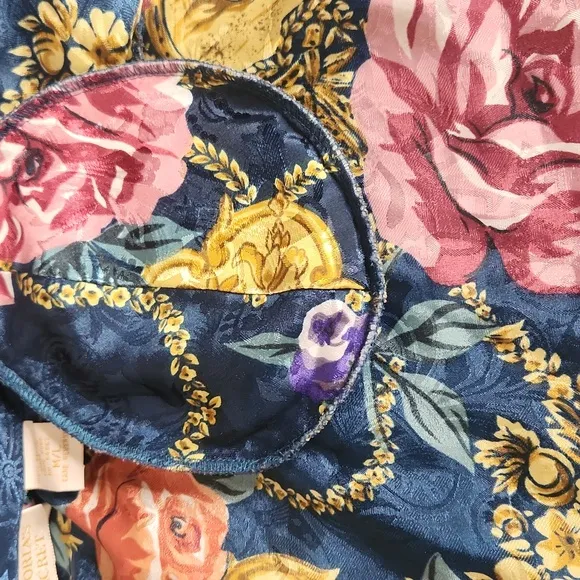 Vintage Victoria's Secret GOLD Label floral satin belted feminine robe