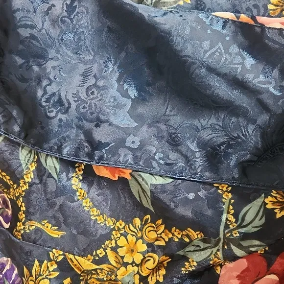 Vintage Victoria's Secret GOLD Label floral satin belted feminine robe