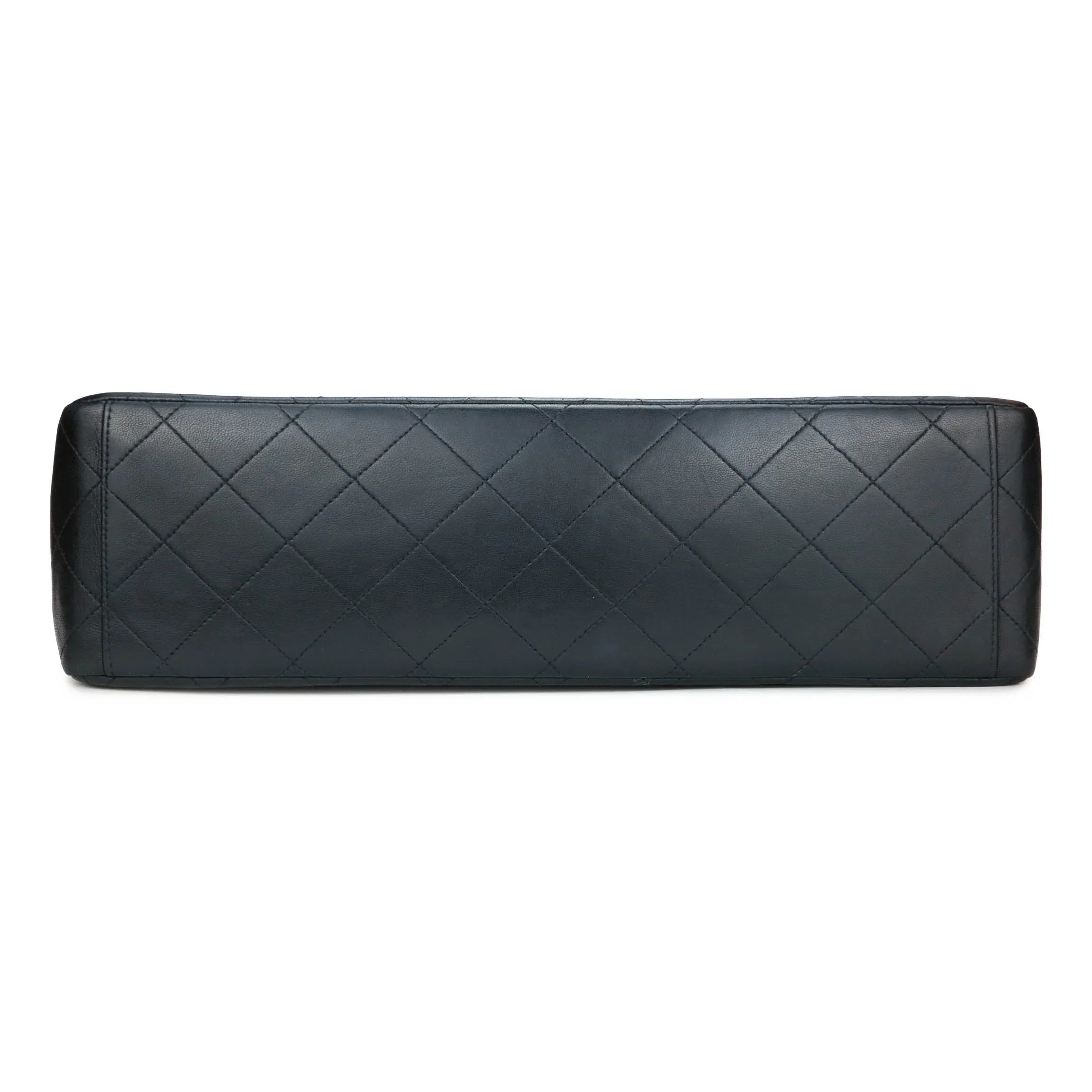 Vintage XL Logo Maxi Jumbo Single Flap Bag in Black Lambskin
