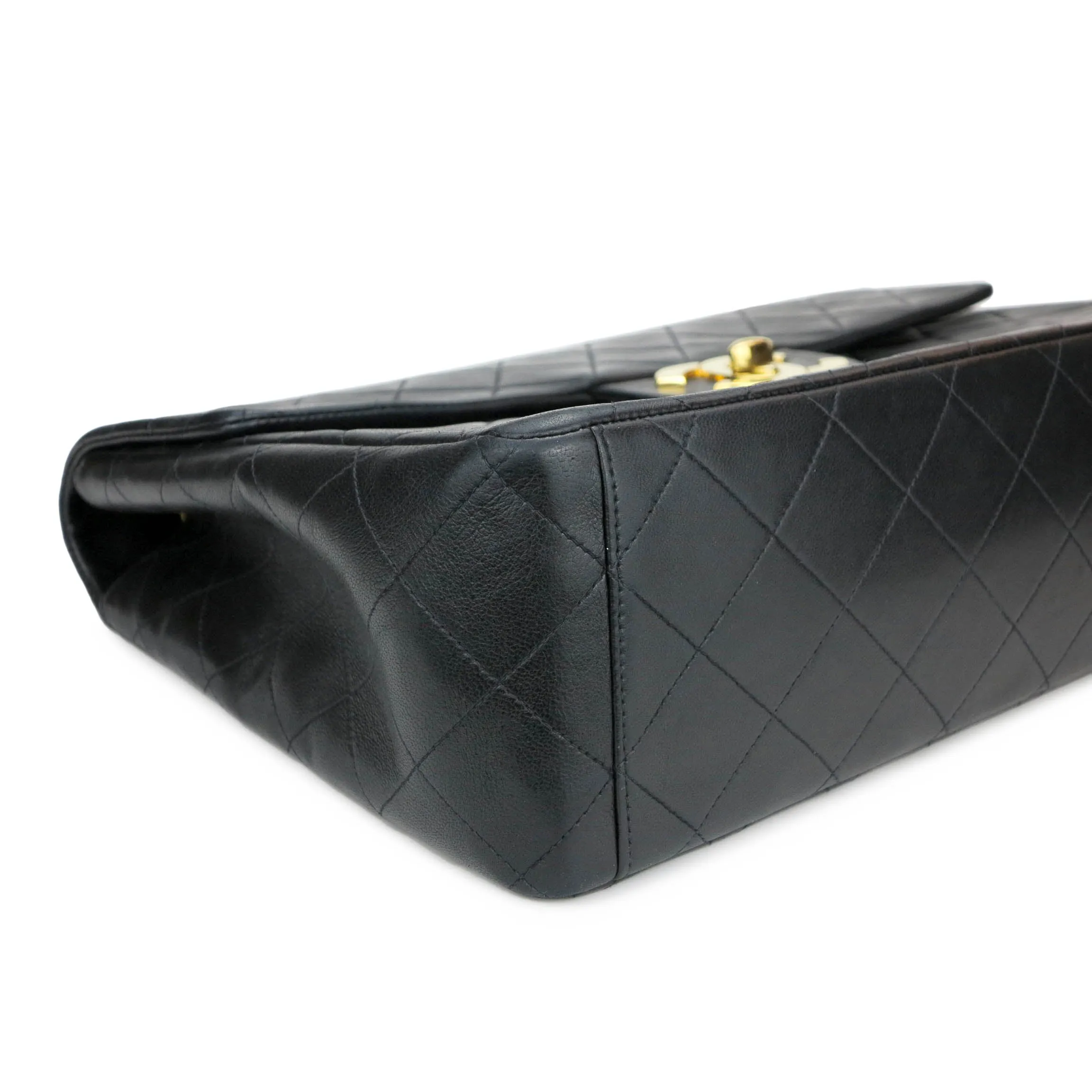 Vintage XL Logo Maxi Jumbo Single Flap Bag in Black Lambskin