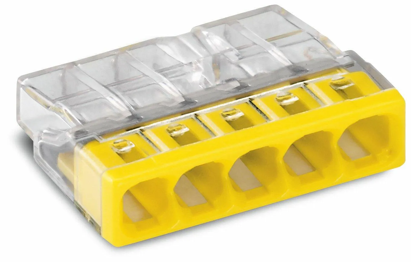 Wago 2273-205 5-Conductor Compact Push Wire Connector Terminal Block Yellow