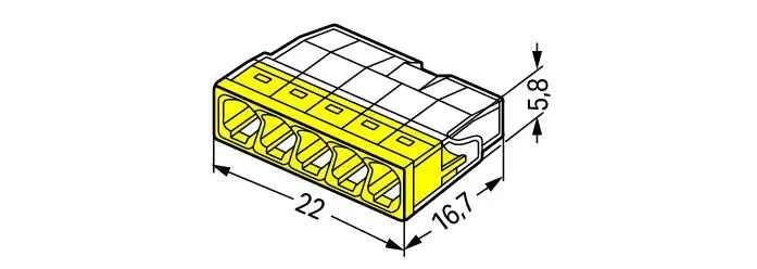 Wago 2273-205 5-Conductor Compact Push Wire Connector Terminal Block Yellow