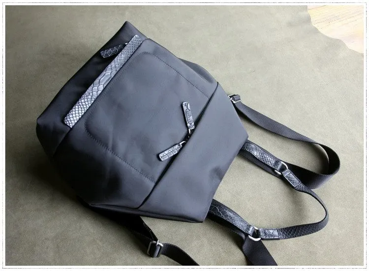 Womens Nylon Backpack Gray Best Satchel Backpack Bag Nylon School Rucksack for Ladies