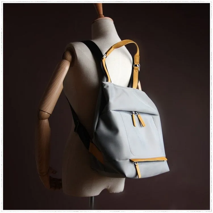 Womens Nylon Backpack Gray Best Satchel Backpack Bag Nylon School Rucksack for Ladies