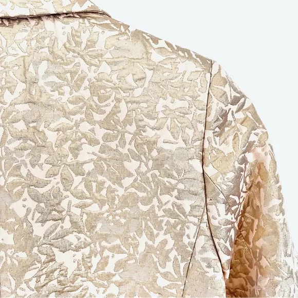 Zara Basic Metallic Gold And Pink Jacquard Blazer Jacket Size XS EUC